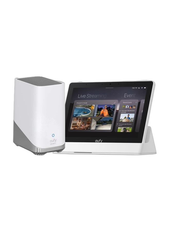 eufy Security HomeBase 3 S380 Security Camera, Toll-Free Use, Expandable Memory,  Security Compatibility, Military Standard Encryption White & eufy Security Smart Display E10, Smart Home Hub, 8" Control Panel, Compatible Devices, 4 Views on 1 Screen, Instant Door Alerts, Daily Event Reports, No Monthly Fee Bundle - Image 1